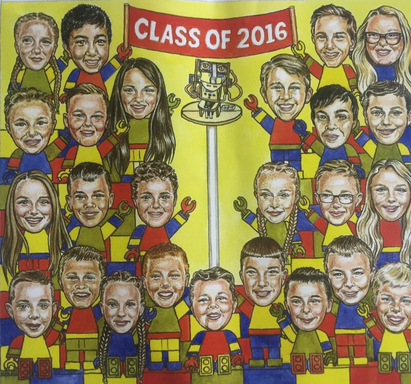 Every year we celebrate the graduation of our 6th Class with a new mural in the school. Here is our class of 2016!